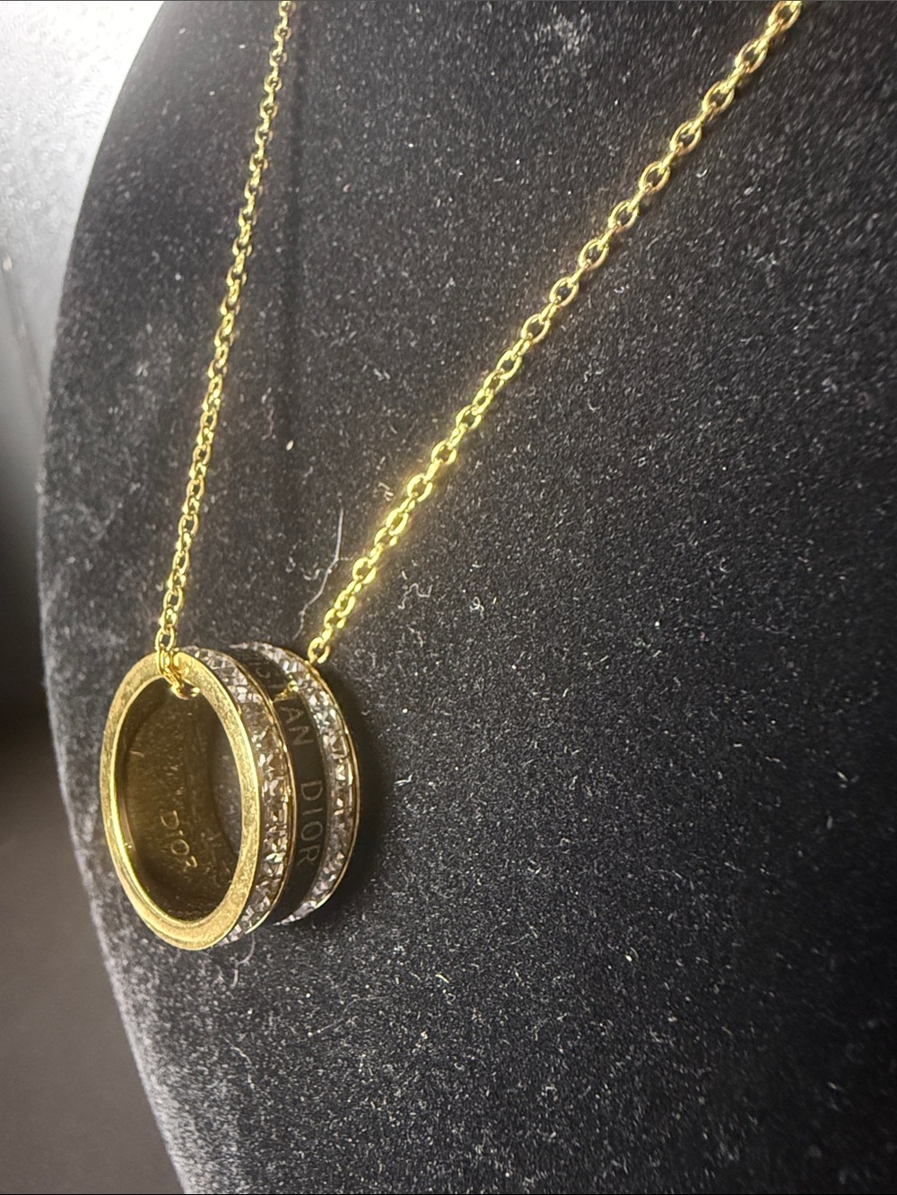 Gold and Black Ring Pendant Necklace